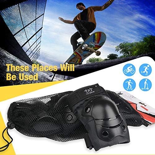Rodilleras para niñosjóvenesadultos, coderas con muñequeras, juego de 6 unidades para patineta, ciclismo, patinaje, bicicleta, scooter, equitación,