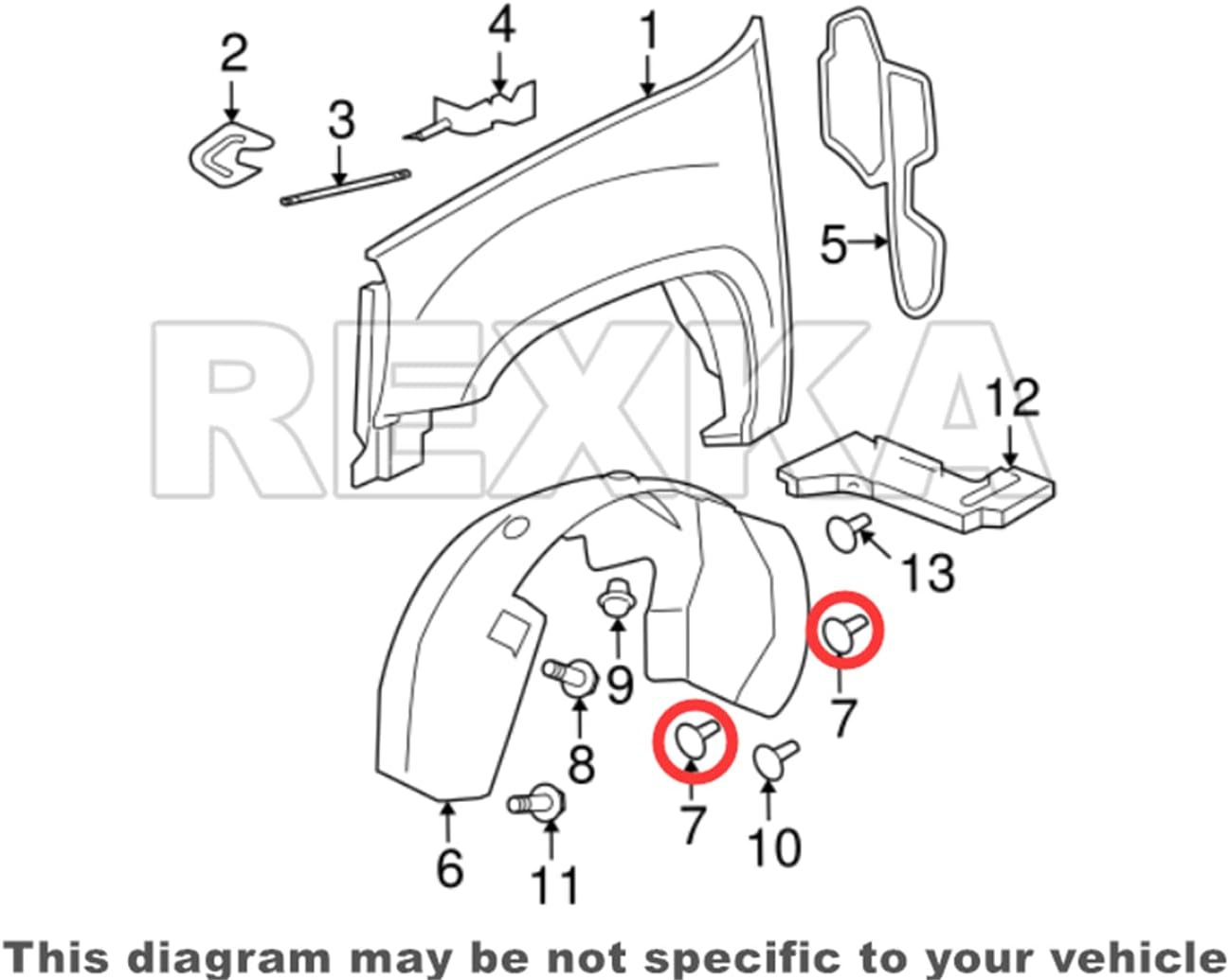 Rexka 30 unids Fender Liner Splash Shield Wheelhouse Liner Retenedor Clips Remache 11612035 para GM Buick Cadillac Chevrolet GMC