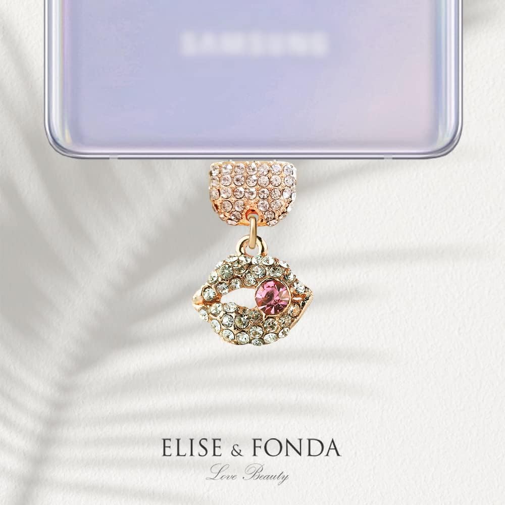 ELISE & FONDA TP176 Tipo-C Puerto de carga Crystal Anti Dust Plug Little Kiss Lip Cell Phone Charm para SamsungOnePlusXiaomioppo Teléfono Android