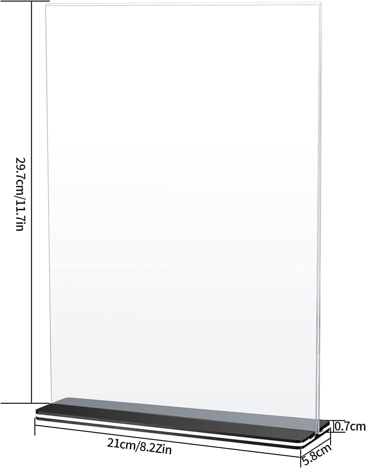 2 soportes acrílicos para letreros de tamaño A4, soportes transparentes de mesa de menú de escritorio, soportes de exhibición de letreros de mesa de
