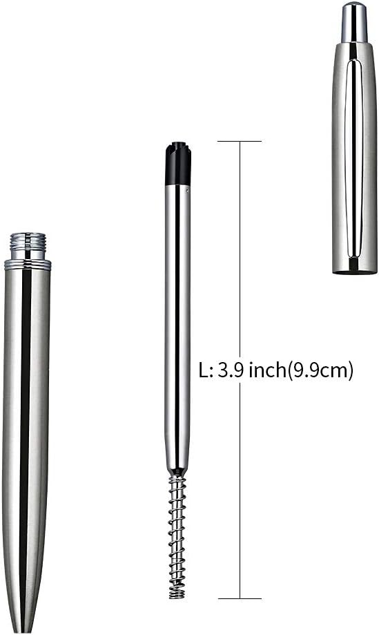6 bolígrafos retráctiles de metal, para regalo, negocios, oficina, tinta negra de punta media de 0.039 in, 12 extras de repuestos de metal