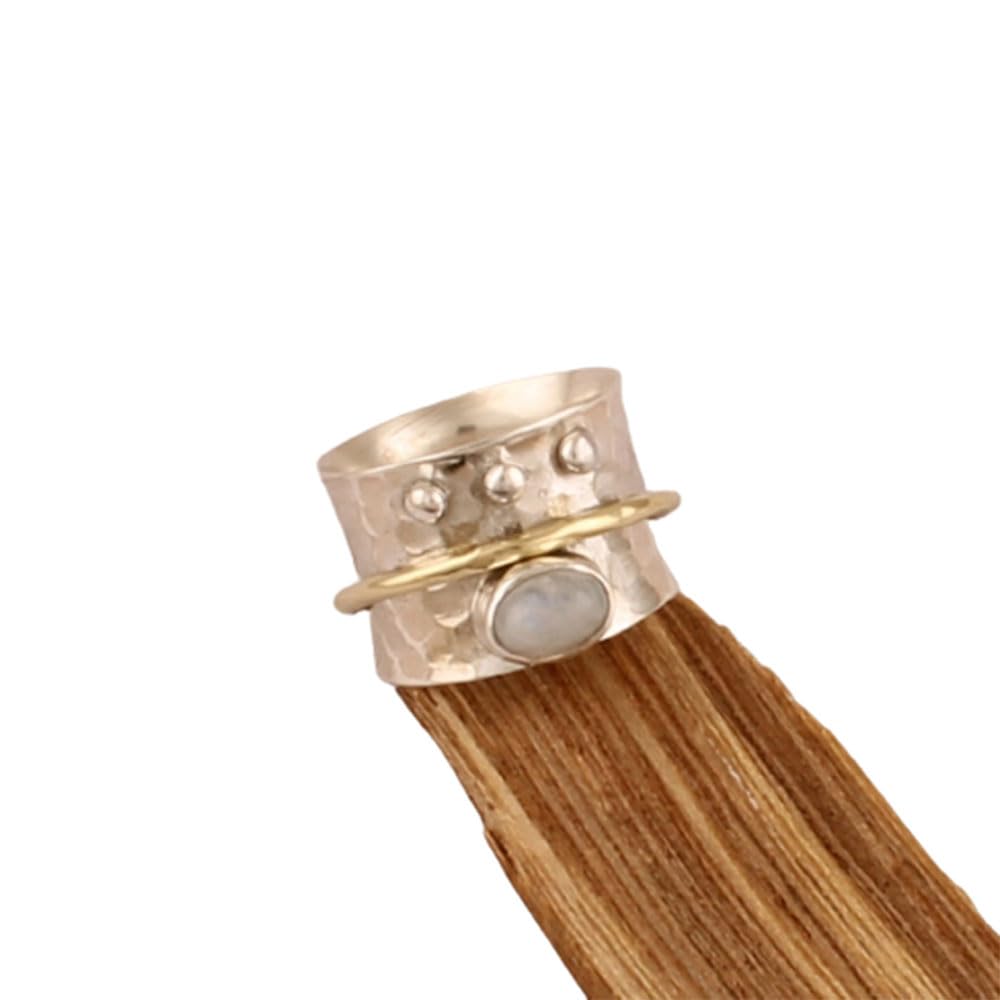 Rainbow Moonstone Silver Ring, Statement Silver Ring Handmade Spinner Ring, Fidget Spinner Ring, Spinner Ring Women, Simple Elegant Silver Ring,