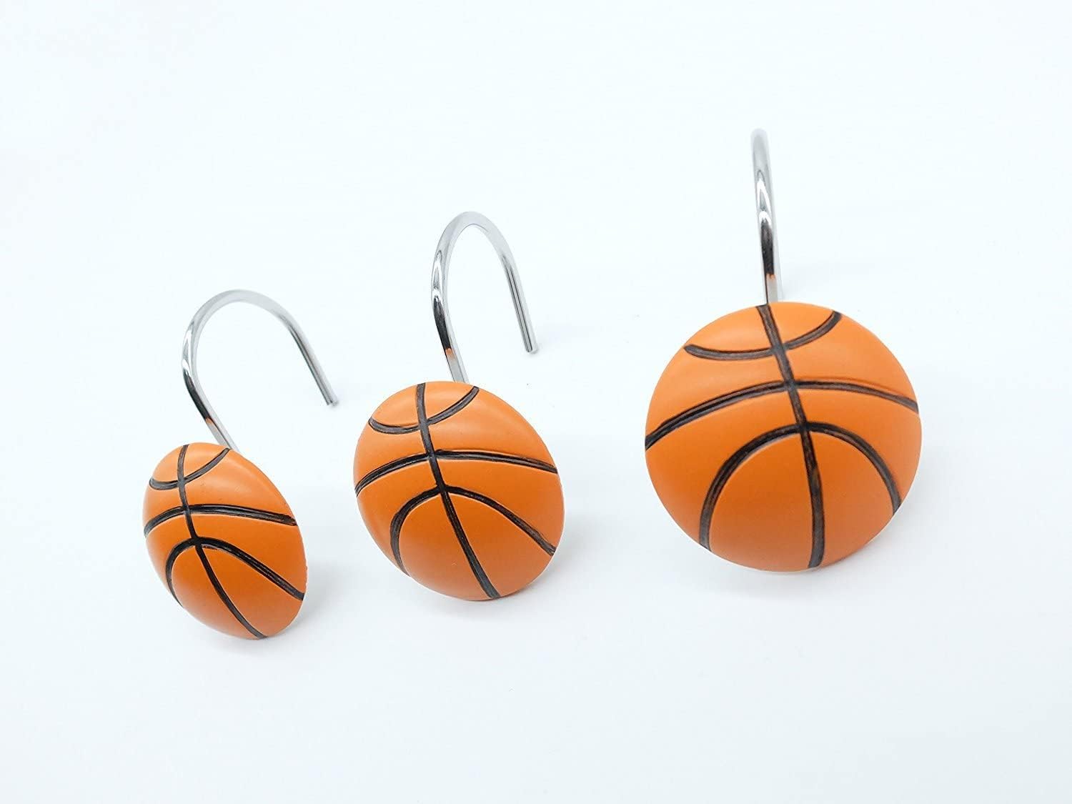 Doupoo Home – Juego de 12 ganchos decorativos para cortina de ducha (baloncesto)
