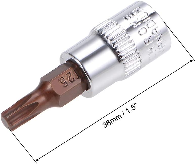 uxcell 2 unidades de 14 pulgadas x T25 Torx, puntas de acero S2 CR-V de 1.496in de longitud con llave de trinquete, barra deslizante, barra de
