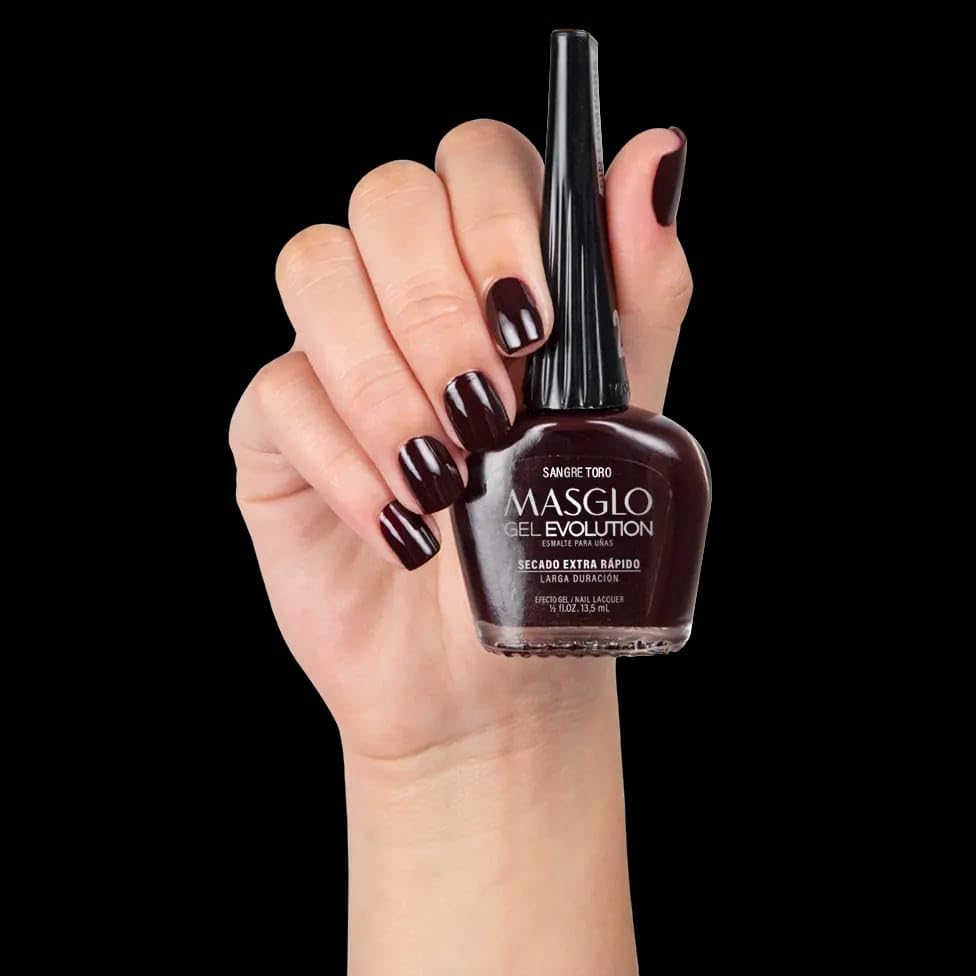 MASGLO GEL EVOLUTION – Esmalte de uñas efecto gel, no requiere lámpara UVLed, duración hasta 12 días, 1 pieza de color Sangre Toro – Effecto Gel sin