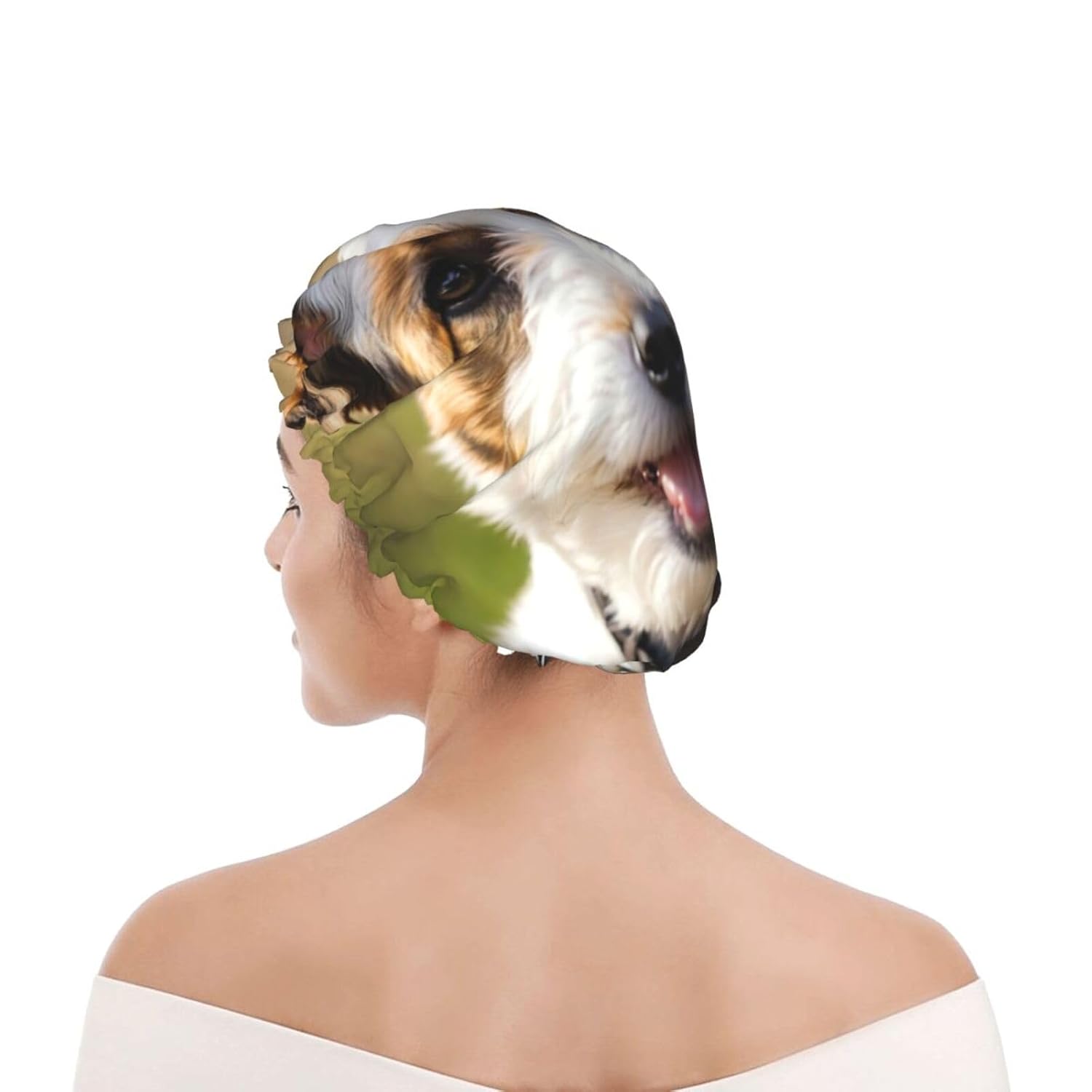 Cute Dog Print Shower Cap,Elastic And Reusable Bath Hair Hat For Long Hair,Large Waterproof Shower Bonnet,For Women Men Kids