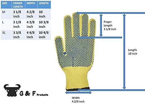 G & F Products Guantes de trabajo resistentes a cortes de Kevlar amarillo, 1670L, guantes de protección para asegurar las manos de rasguños, cortes