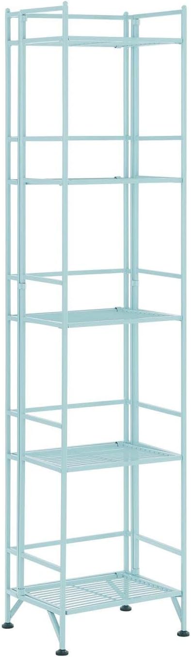 Convenience Concepts Xtra Storage Shelves – 5-Tier Folding Metal Shelving, Modern Shelves for Storage and Display in Living Room, Bathroom, Office,