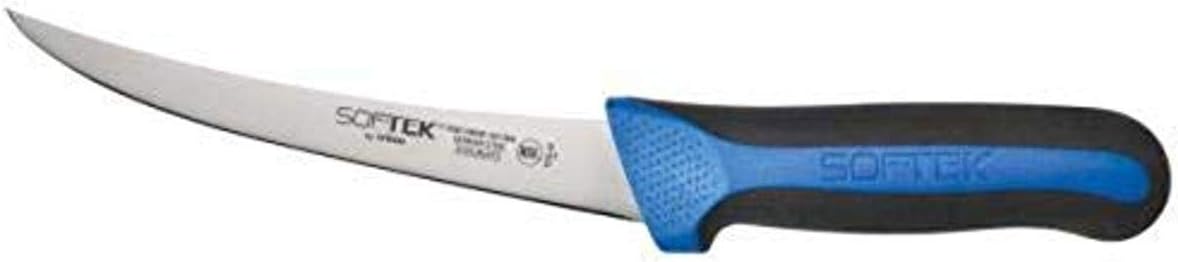 Winco Sof-Tek, cuchillo deshuesador de 6 pulgadas, curvado, mango de agarre suave, platanegroazul