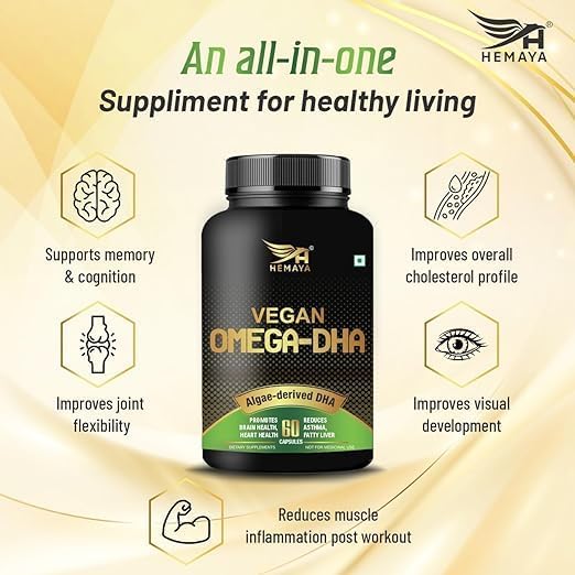Omega 3 vegetariano para hombres y mujeres con extracto de algas rico en DHA y Epa 500 mg ayuda a mantener los niveles de HDL, para articulaciones