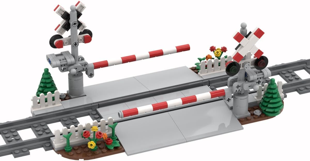 Kit de construcción de ferrocarril de pistas de tren de ciudad, modelo de exhibición de pista de cruce de ferrocarril, juguete de construcción MOC