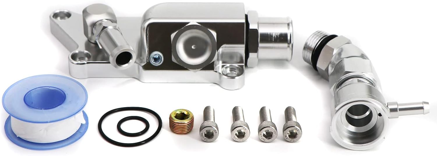 Carcasa de refrigerante superior con manguera de cuello de relleno de codo recto Reemplazar para K-Series K20Z3 K24 16AN Motor Plata