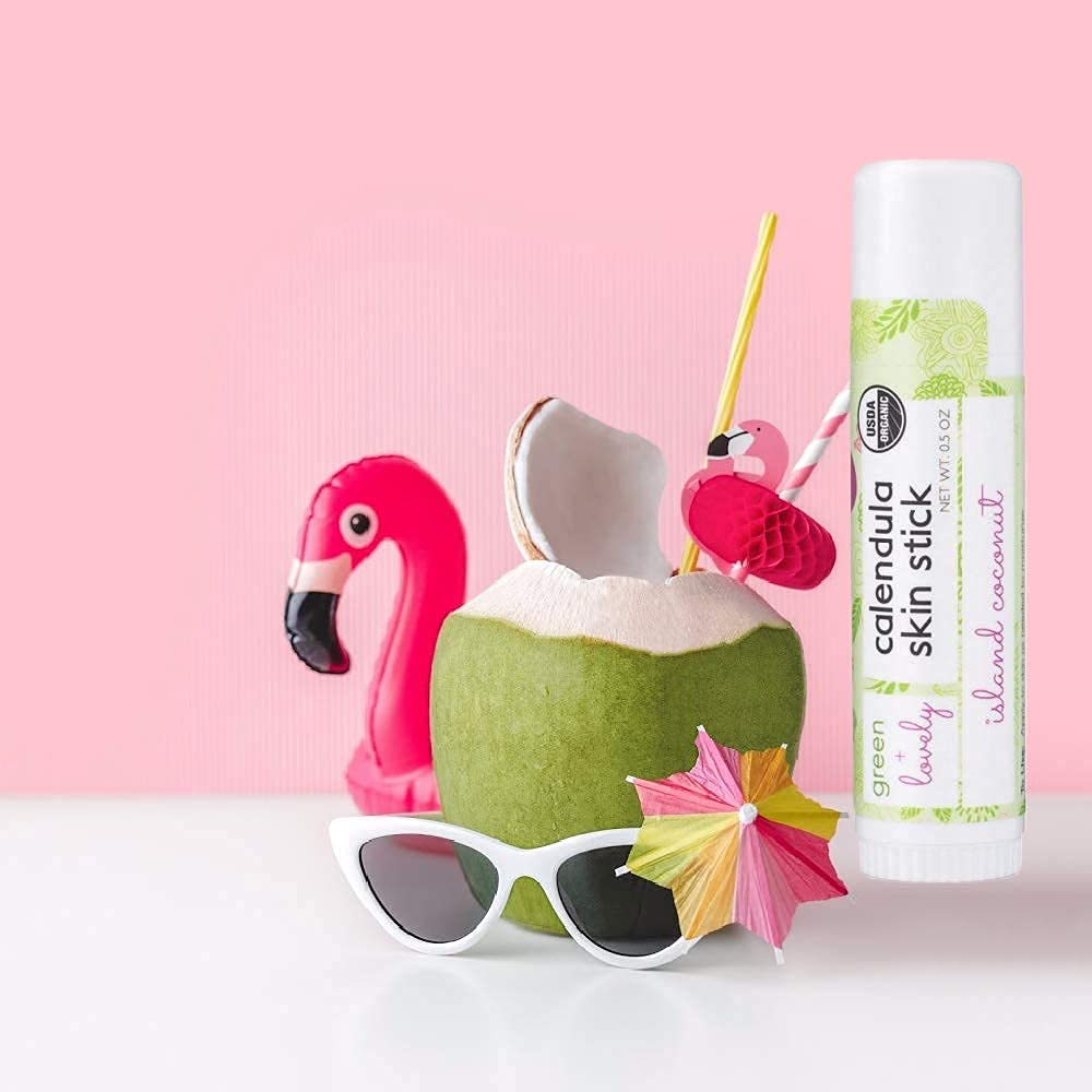 Green + Lovely Caléndula Skin Stick – Barra de loción orgánica en barra corporal de bálsamo hidratante para ungüento y pomada multiusos para manos,