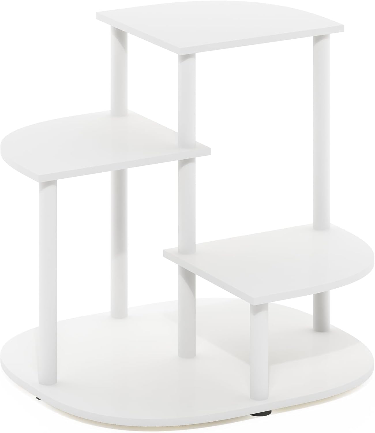 Furinno Celuka – Soporte de 3 niveles para plantas de interior y exterior, estante de esquina para múltiples plantas, blancoblanco virgen