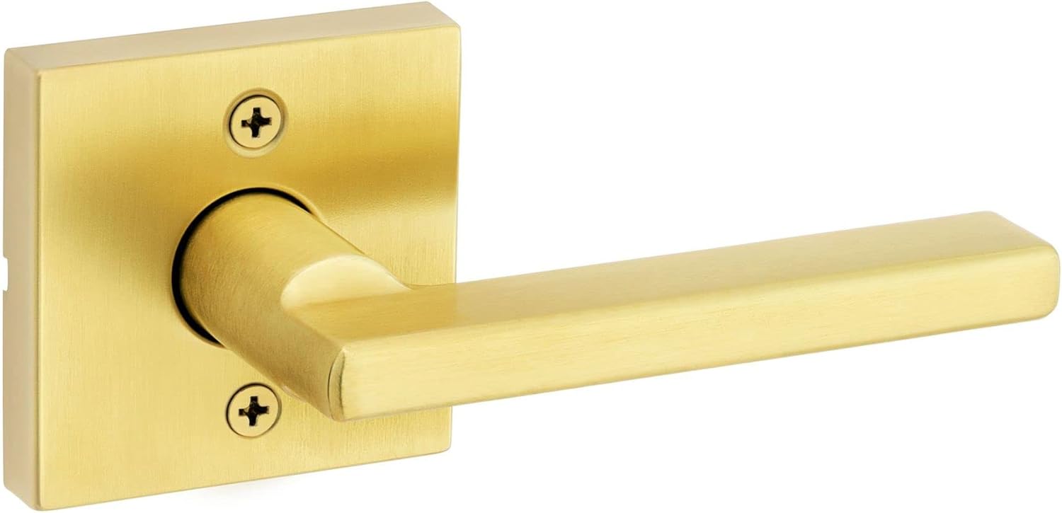 Kwikset Halifax Manija de puerta simulada, palanca de una sola cara para armarios, puertas dobles francesas y despensa, palanca interior reversible
