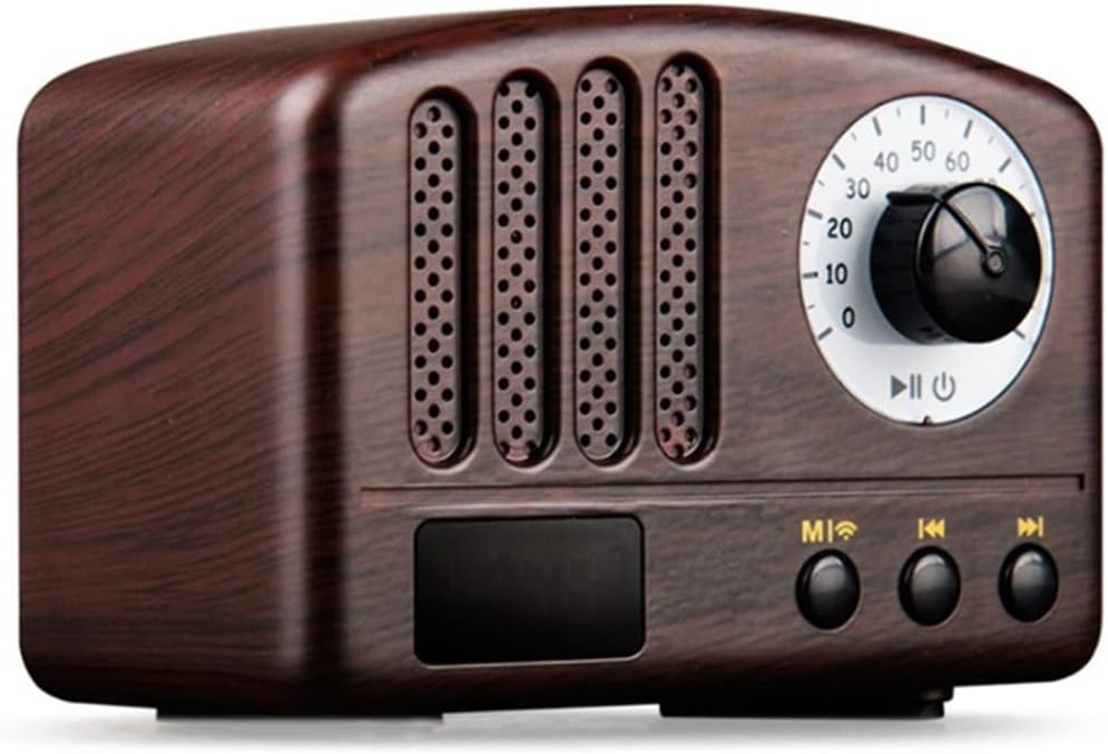 Retro Radio- Altavoz portátil Clásico Estilo Vintage Mini Tamaño Altavoz con Radio FM