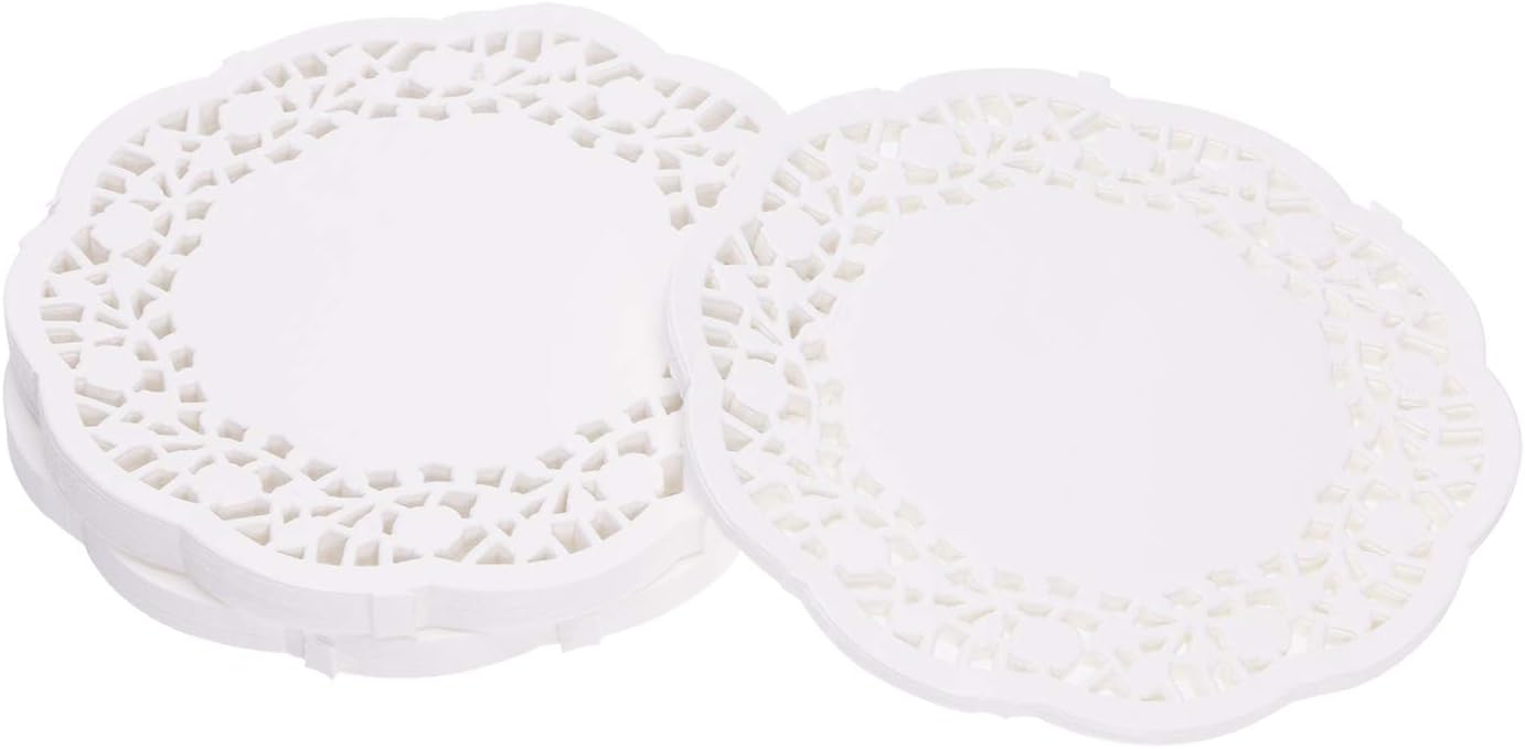 Tapones redondos de papel de encaje de 4.5 pulgadas, almohadillas decorativas pequeñas para pasteles, manteles individuales desechables de papel de