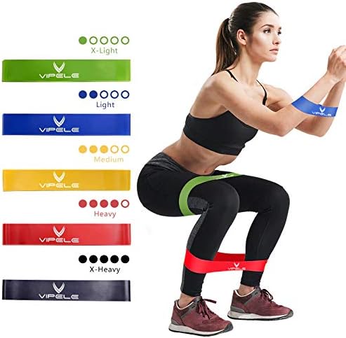 Bandas de resistencia VIPELE para ejercicios  Juego de 5, bandas flexibles de entrenamiento de 12.0in x 2.2in para fitness, estiramiento, terapia