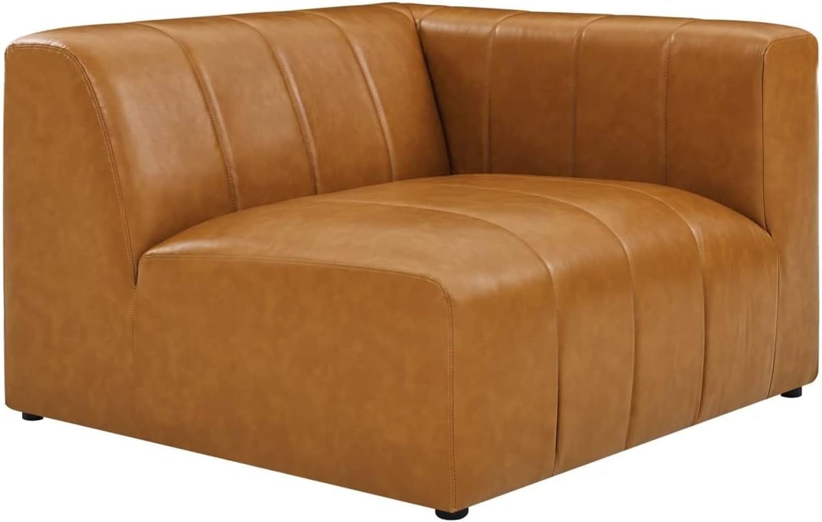 Modway Bartlett Channel – Sofá modular de cuero vegano copetudo de 4 piezas en color marrón