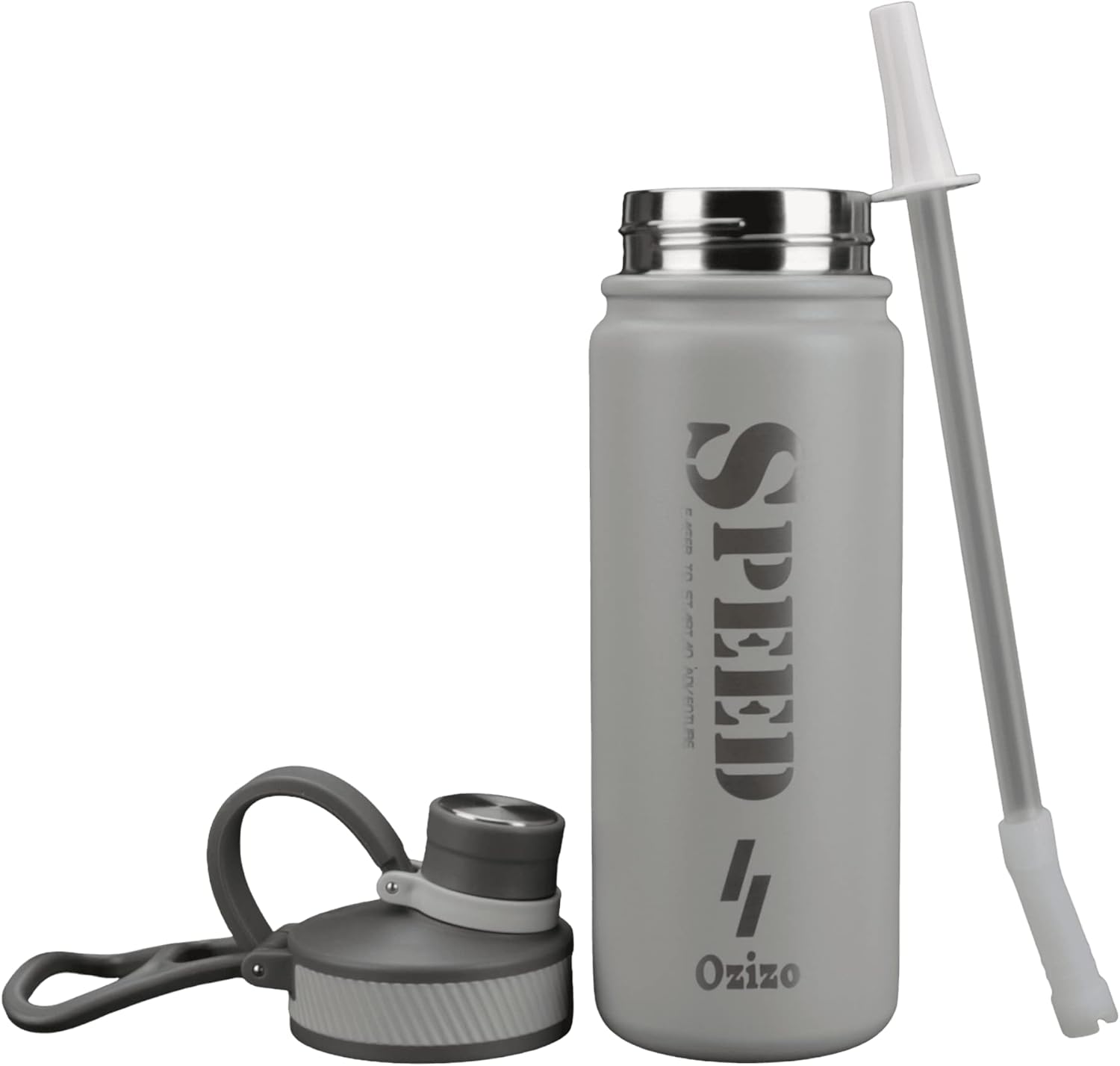 Botella de agua deportiva aislada, tapa con popote, botella deportiva de acero inoxidable de 22 onzas, doble pared con tapa a prueba de fugas