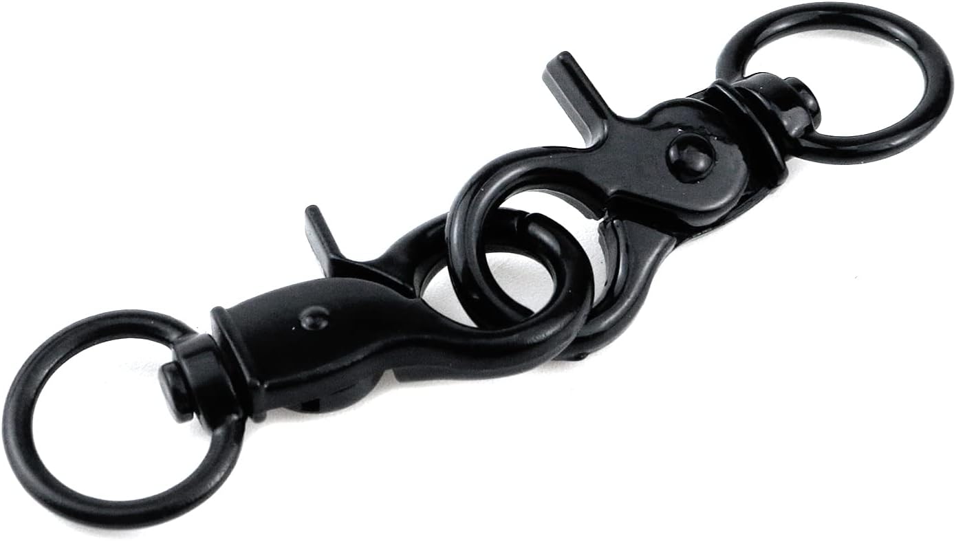 Semetall Juego de 10 ganchos giratorios negros a presión, mini ganchos de cordón con anillos de llavero para clip de cordón, llaveros, joyas,