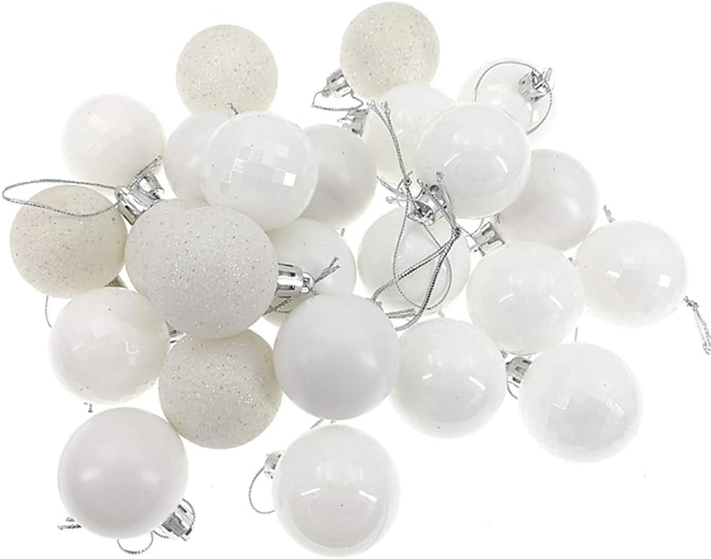 ALIMITOPIA 24 bolas de Navidad, bolas colgantes inastillables de 1.6 pulgadas para decoración de árbol de Navidad (1.6 pulgadas blancas)