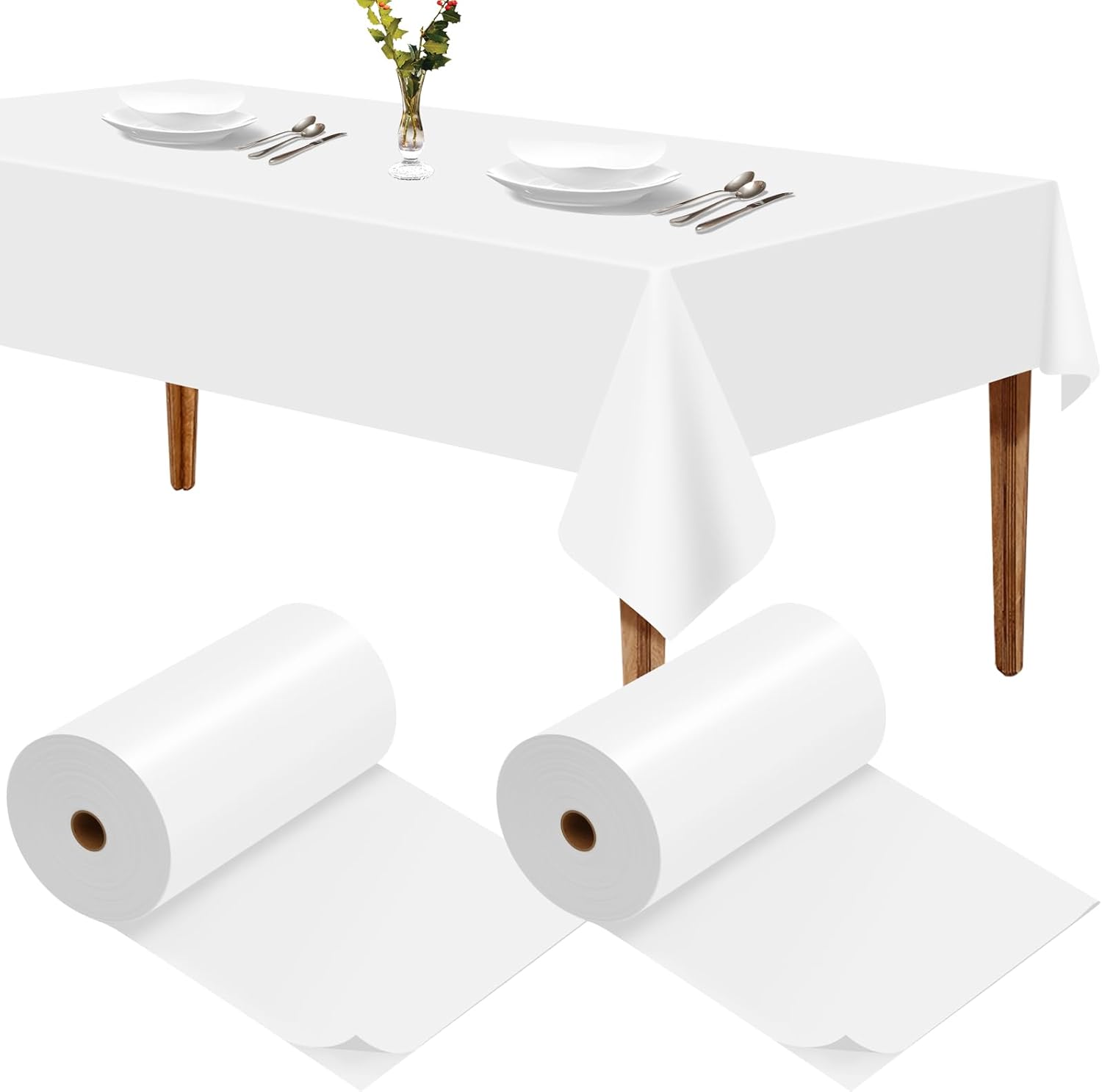 2 manteles de plástico desechables de 40 pulgadas x 300 pies, rollo de banquete para graduación, picnic, boda, cumpleaños, carnaval, circo, fiesta,