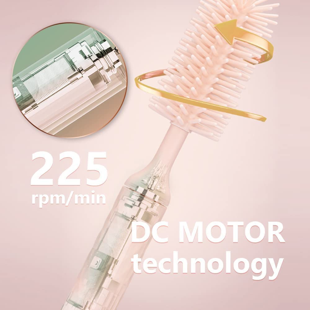 Cepillo eléctrico de silicona para botellas, cepillo eléctrico de limpieza de botellas de silicona para bebés, cepillo recargable para pezones,