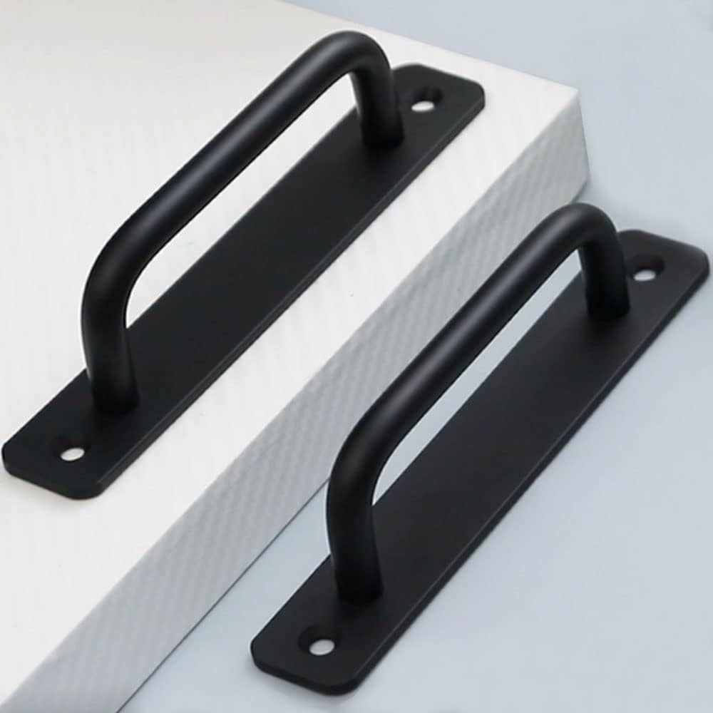 Paquete de 12 manijas de gabinete color negro mate de 5 pulgadas de 5.039 in con tablero trasero, tiradores de aluminio para cajones, tiradores de