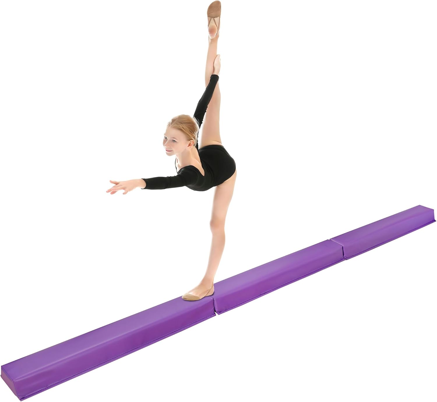 ZENY Barra de equilibrio de gimnasia plegable de 9 pies con base antideslizante de espuma extra firme para caminar, entrenamiento de equilibrio en