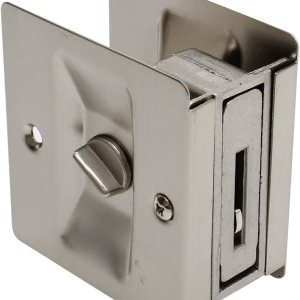 Litepak Cerradura de puerta de bolsillo deslizante de privacidad elegante fácil de instalar con tornillos (1 paquete, níquel satinado) Litepak Cerradura de puerta de bolsillo deslizante de privacidad elegante fácil de instalar con tornillos (1 paquete, níquel satinado)