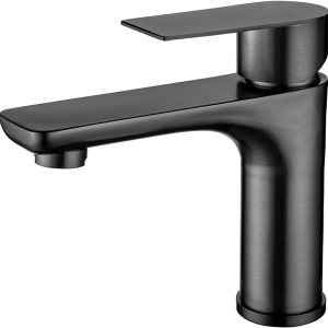 Grifo de lavabo de baño con un solo orificio de acero inoxidable de una sola manija para lavabo de tocador de montaje en cubierta moderno (metal) Grifo de lavabo de baño con un solo orificio de acero inoxidable de una sola manija para lavabo de tocador de montaje en cubierta moderno (metal)