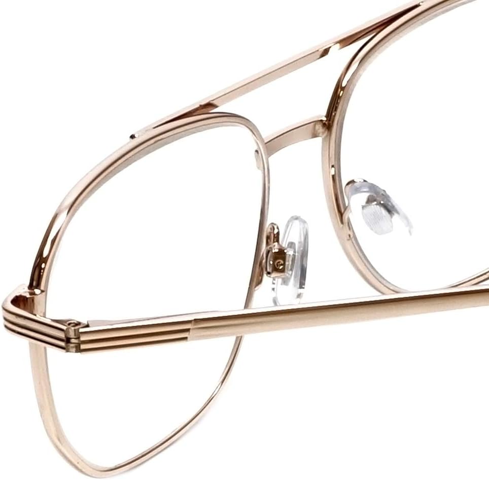 Calabria 1106 – Lentes de lectura de metal con bloqueo de luz azul o lente transparente, para hombres y mujeres, diseño elegante, lectores de