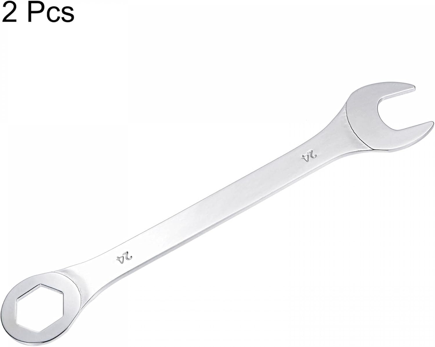 uxcell Llave combinada fina con extremo de 6 puntos desplazados y extremo abierto en ángulo, espejo métrico, acero de alto carbono chapado en cromo,