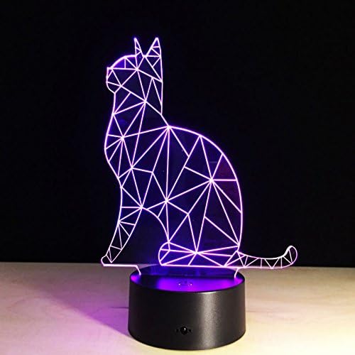 Luz nocturna de gato 3D con control remoto, interruptor táctil, 16 cambio de color, lámpara de mesa LED, base de acrílico plana ABS, cargador USB,
