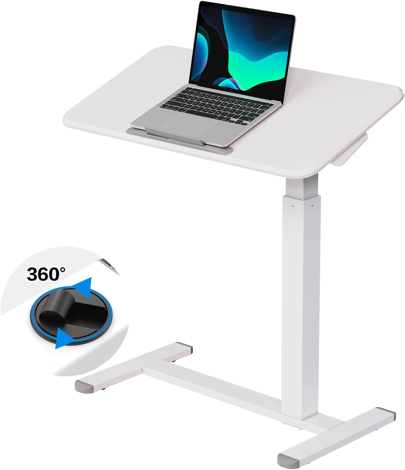 Escritorio móvil de pie, escritorio de altura ajustable para laptop, mesa de noche inclinable de 90, escritorio portátil para computadora con