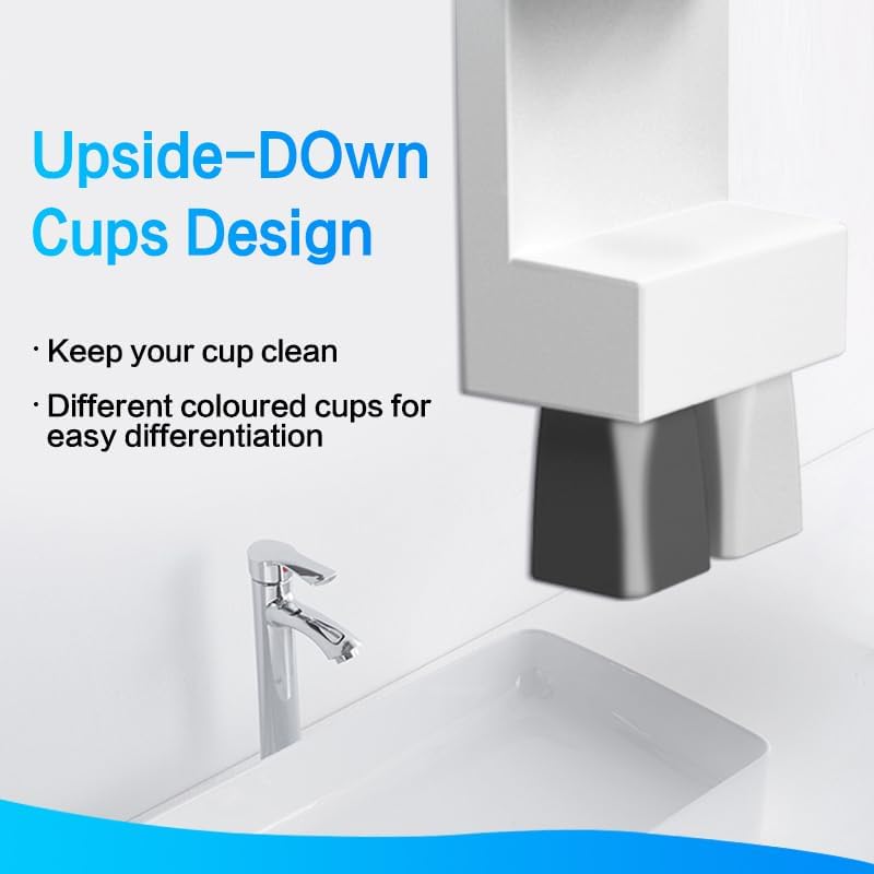 Dispensador automático de enjuague bucal para baño, dispensador de pared de lavado bucal de 23.67 onzas  23.7 fl oz con tazas magnéticas para niños