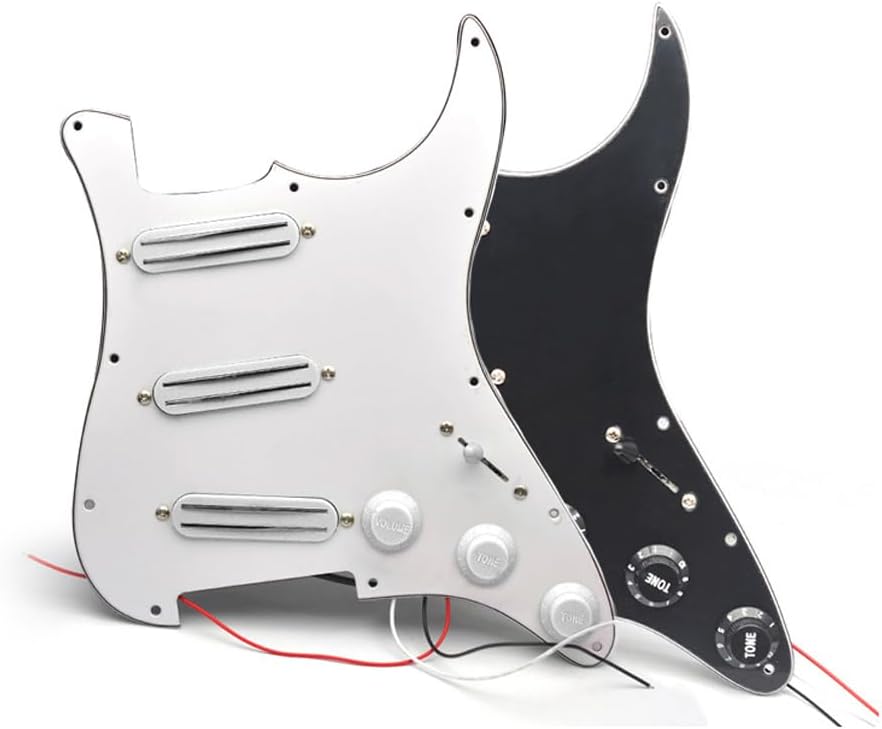 Golpeador SSS negro precableado con pastillas de doble riel caliente Set Fit Strat Style Guitars Wired Pick Guard Cargado Super High Output Hot Rail