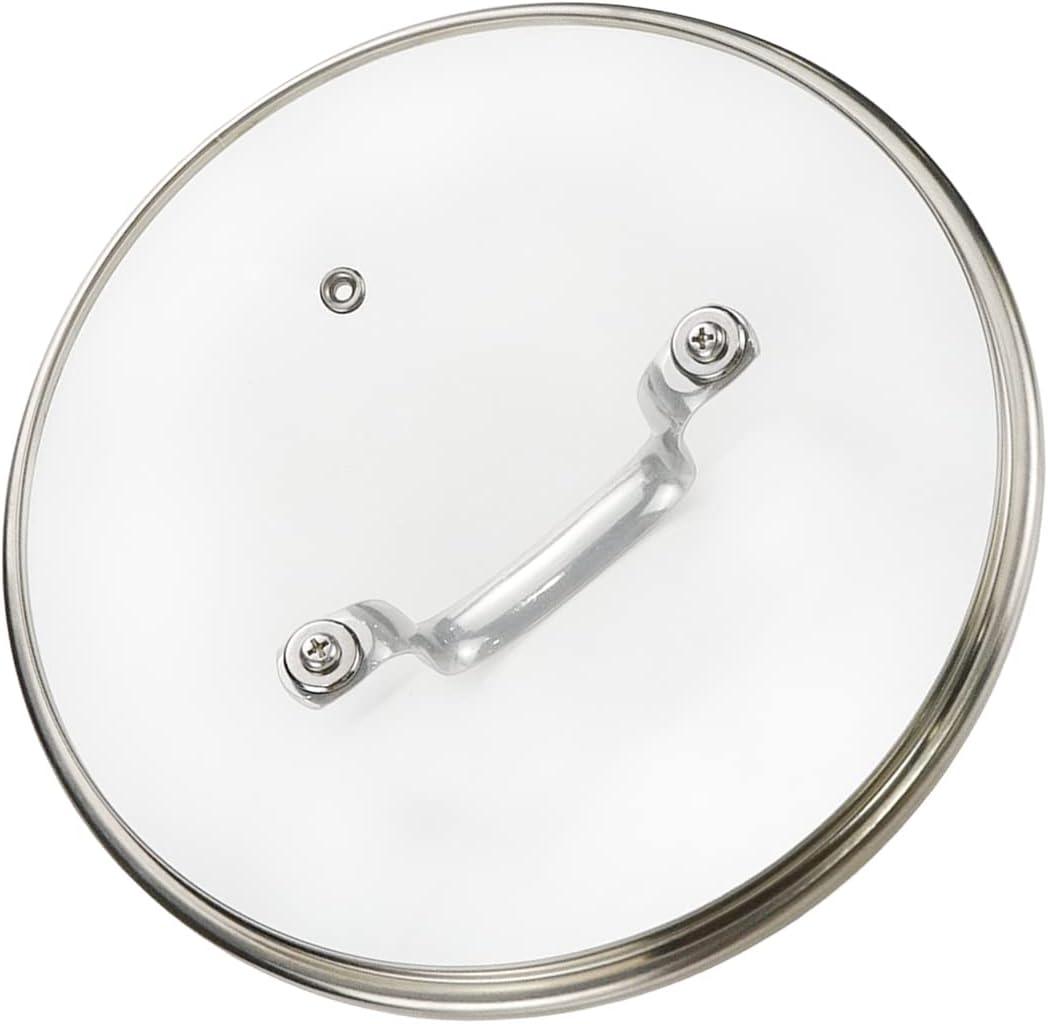 Geesatis Tapa de vidrio para olla de 8 pulgadas, tapa de vidrio templado, borde de acero inoxidable y asas, tapas universales que soportan 356 F