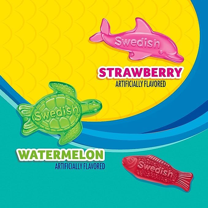 Sour Patch Kids Sweet And Sour Gummy Candy, Fish & Friends, 5 onzas por bolsa, paquete de 3 (15 onzas en total)