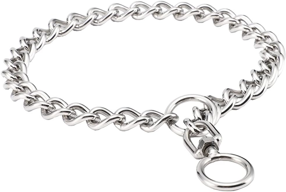 SGODA Collar de estrangulador de entrenamiento para perros con eslabón giratorio, acero inoxidable, 24 pulgadas, 0.138 in