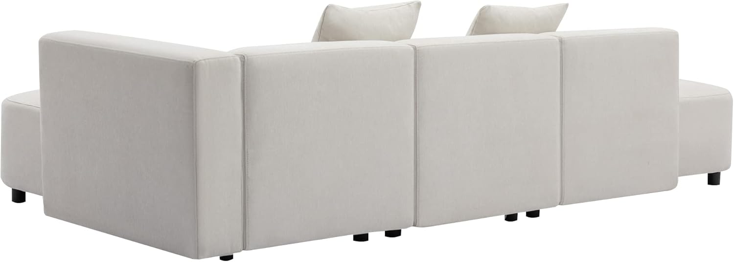 Sofá de estilo moderno de 110.2 pulgadas, sofá de lujo, tapizado otomano curvado de 4 asientos, sofá de felpilla orientado a la derecha para