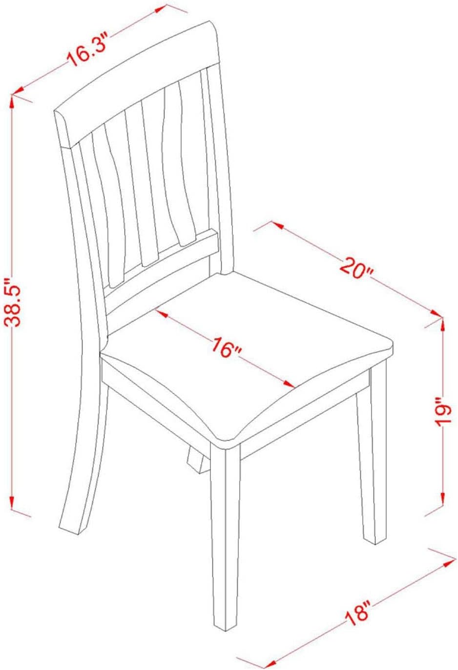 East West Muebles Silla De Comedor Envejecido con asiento de piel sintéticaConjunto de 2