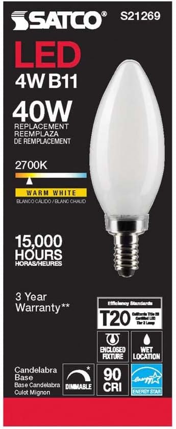 Satco S21269 4B11LED927FR120VE12-paquete de 6