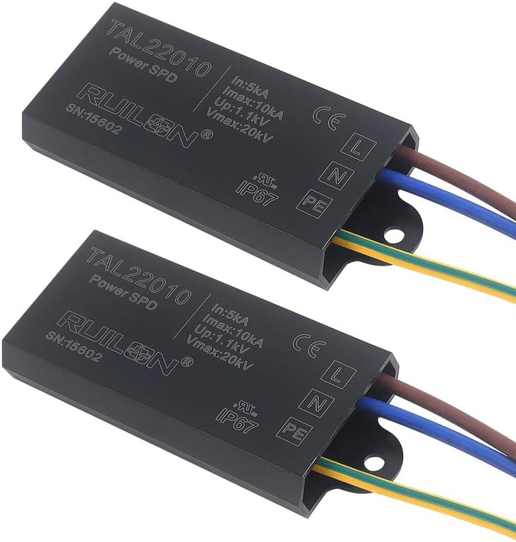 Dispositivo de protección contra sobretensiones LED, 2 protectores de sobretensiones para protección contra rayos, pararrayos para iluminación