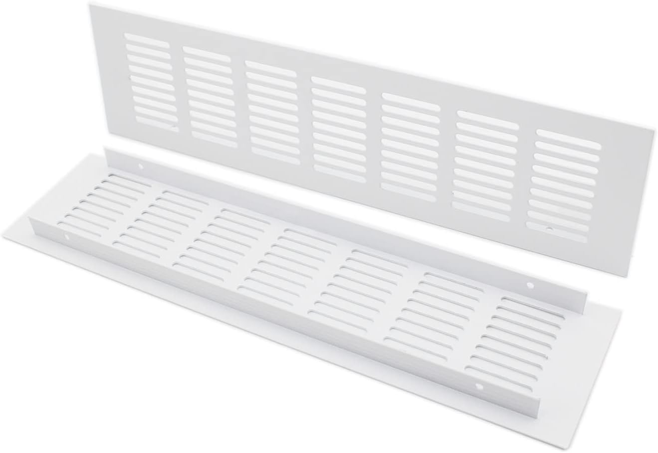 TTZEZE – 2 fundas para ventilación de aire, rejilla de ventilación de aleación de aluminio blanca rectangular, cubierta de rejilla de metal para