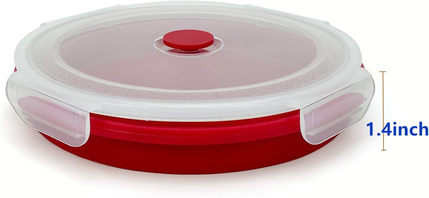 Tazón grande de 40.6fl oz con cuchara plegable, cuenco plegable con tapa, contenedor de silicona para viajes, camping, preparación de comidas y