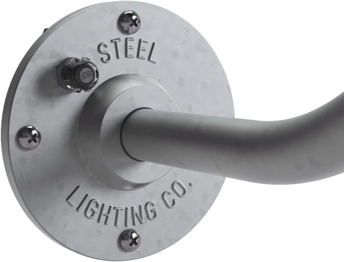 Steel Lighting Co. Topanga – Luz de granero  Sensor de atardecer a amanecer  Montaje en pared al aire libre  Cúpula de 14 pulgadas  Cuello de cisne