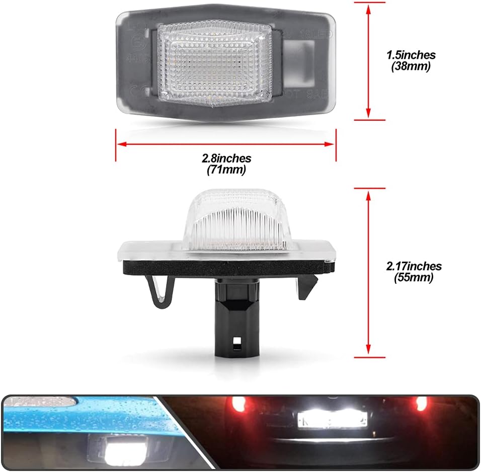 2 luces LED de matrícula para Mazda Miata MX-5 1999-2005Protege 99-03Protege5 02-03 alimentado por SMD xenón blanco LED de alta potencia libre de