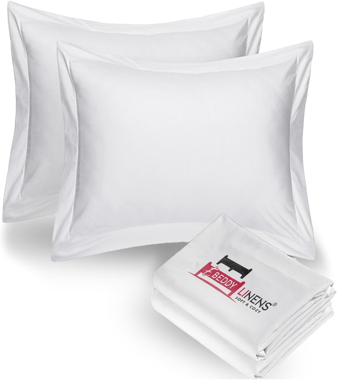 Juego de fundas de almohada de algodón 100% natural de fibra larga de tejido satinado de 800 hilos, tamaño europeo de 26 x 26pulgadas, sedosas,